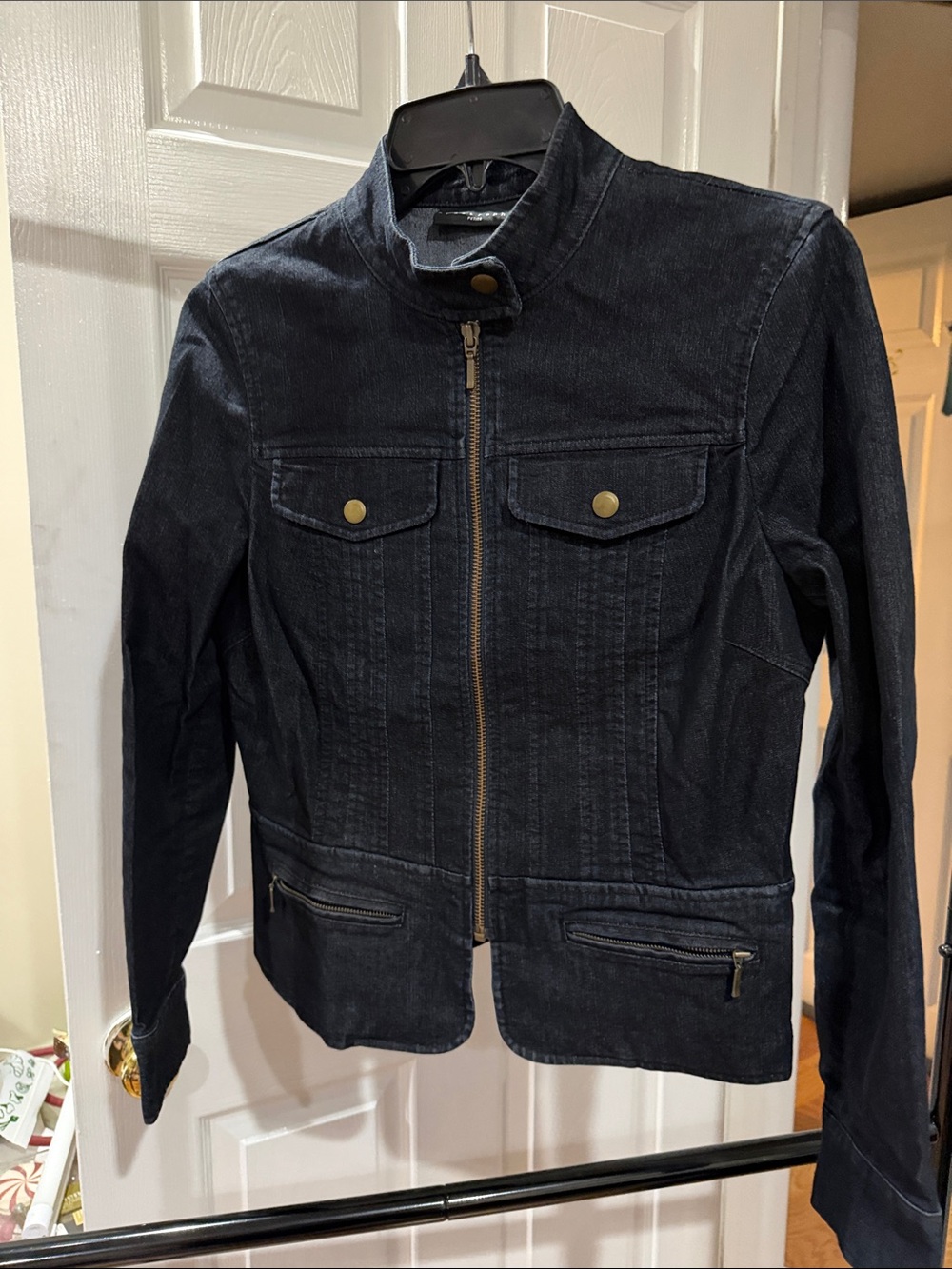 Apostrophe Black Denim Zip-Up Jacket